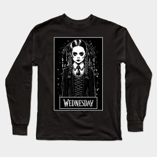 Wednesday Black and White Portrait Long Sleeve T-Shirt